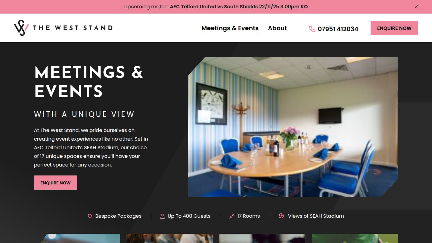 The home page of theweststand.co.uk