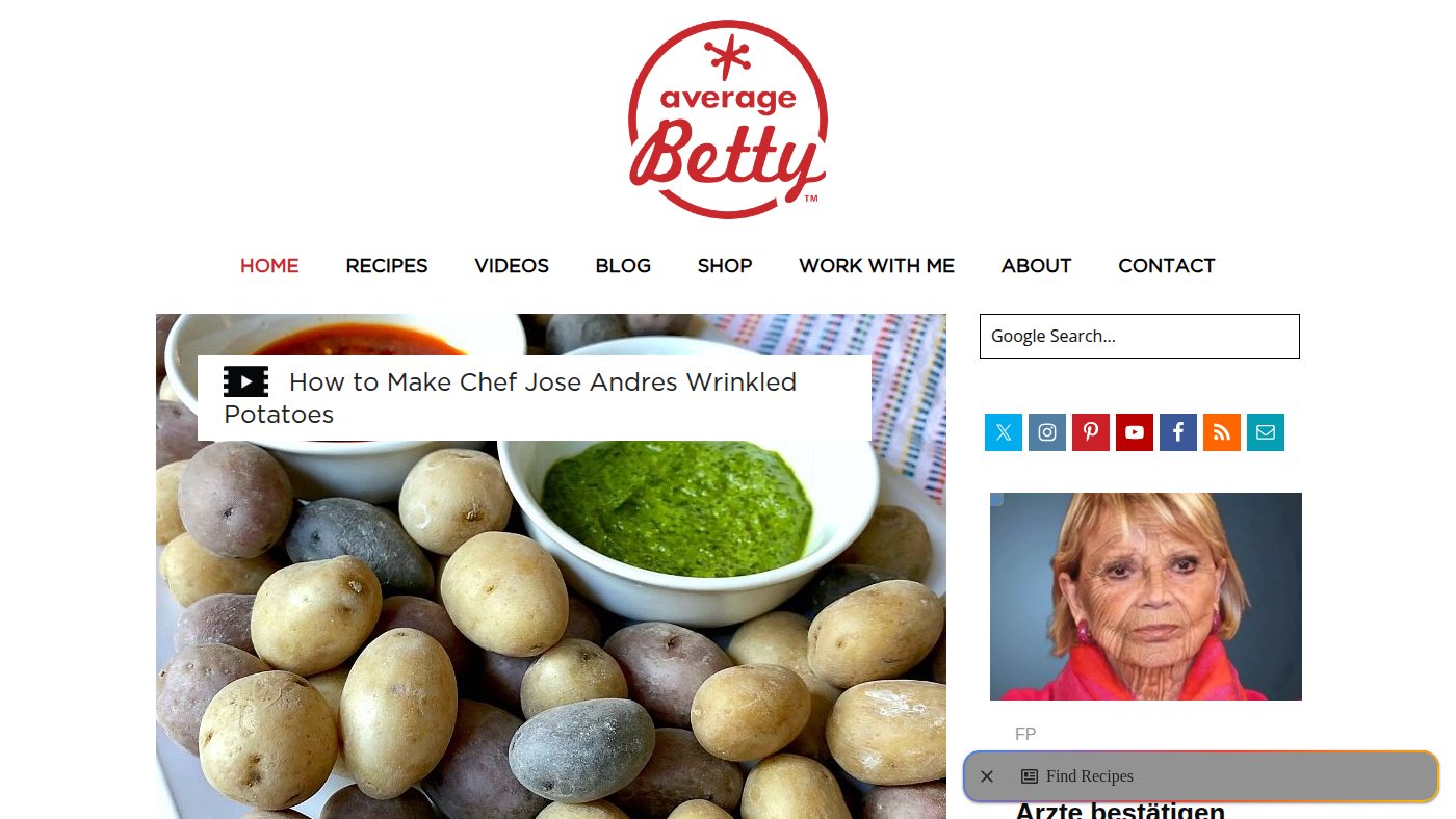 The home page of averagebetty.com