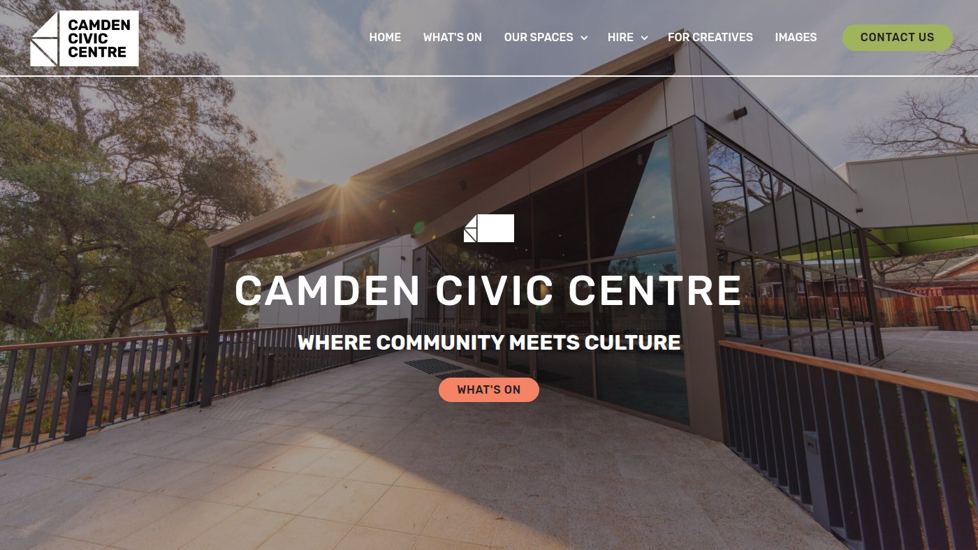 The home page of camdenciviccentre.com.au