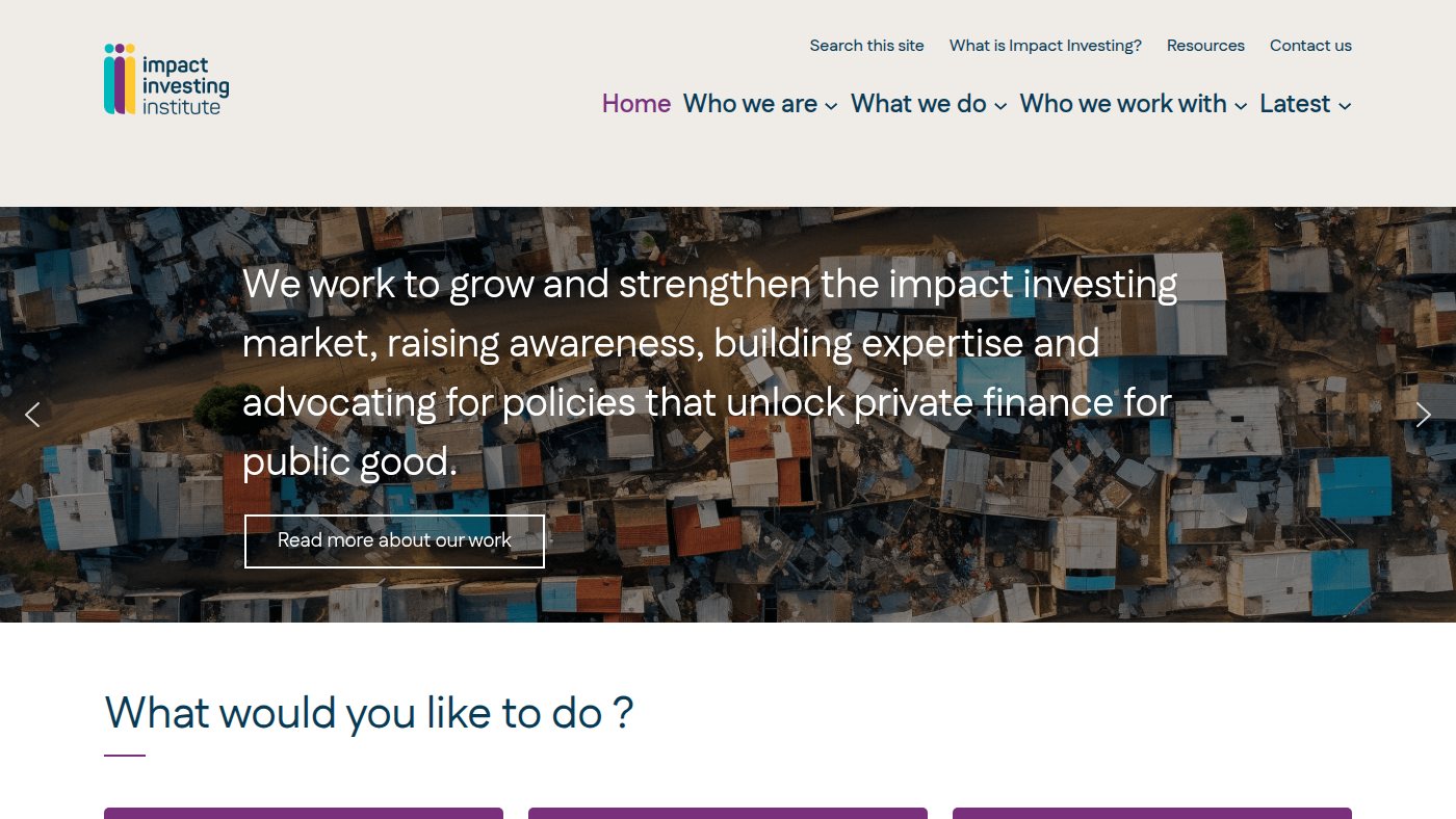 The home page of impactinvest.org.uk