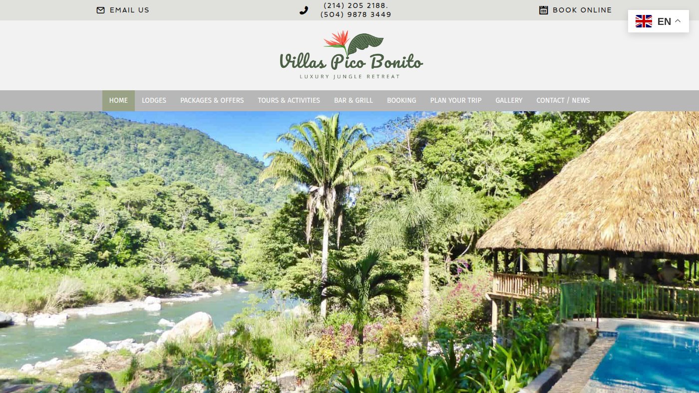 The home page of villaspicobonito.com