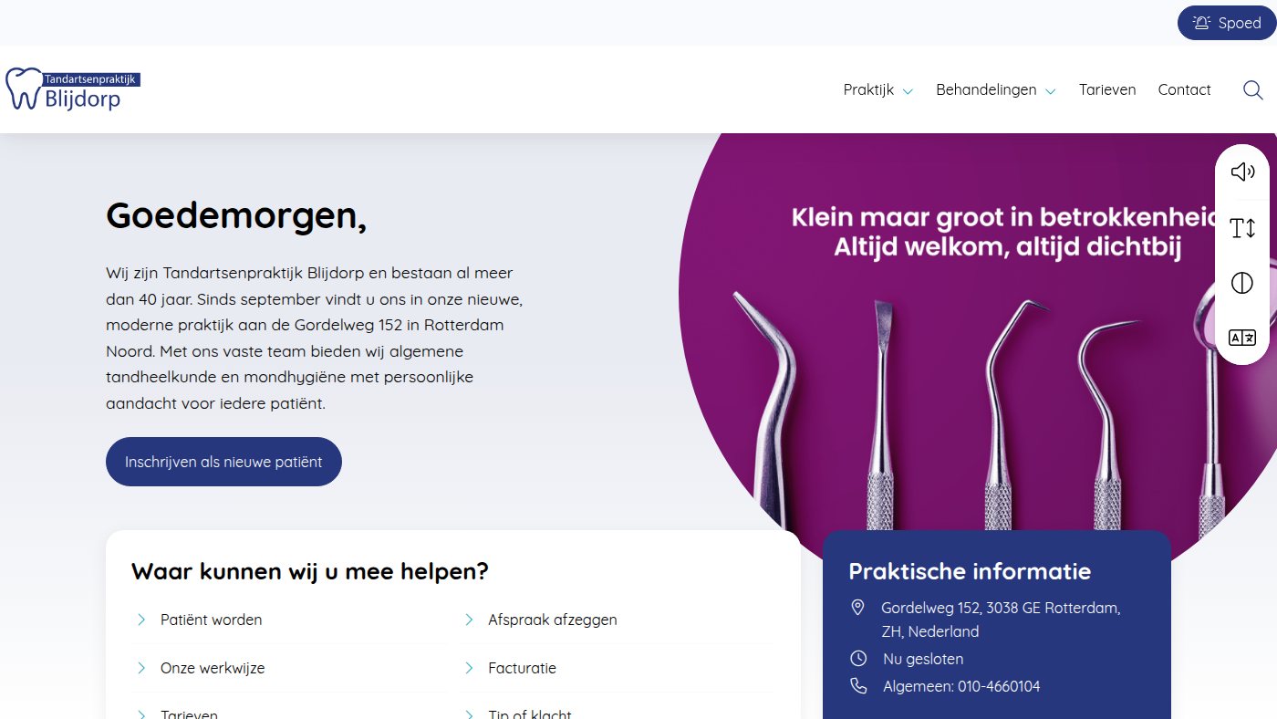 The home page of tandarts-blijdorp.nl