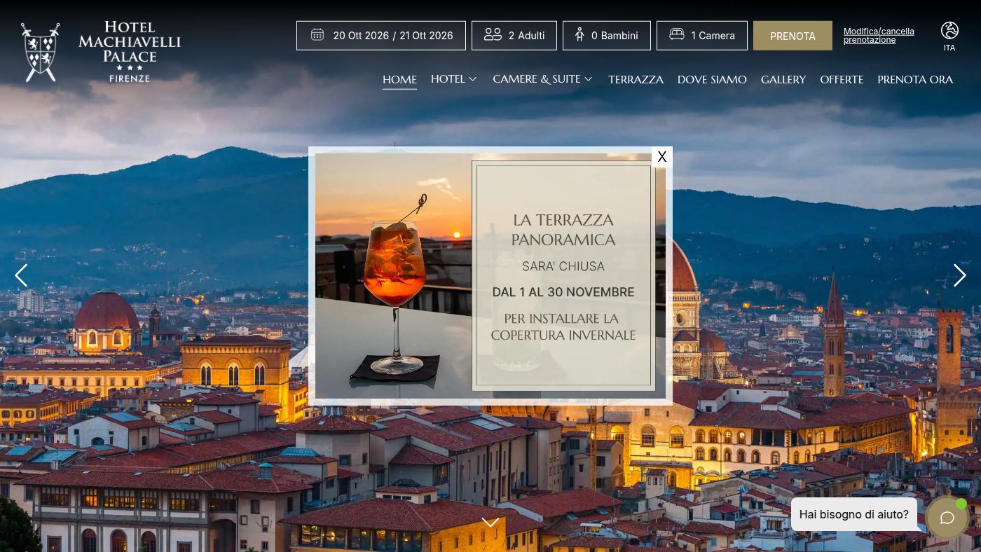 The home page of hotelmachiavelli.it