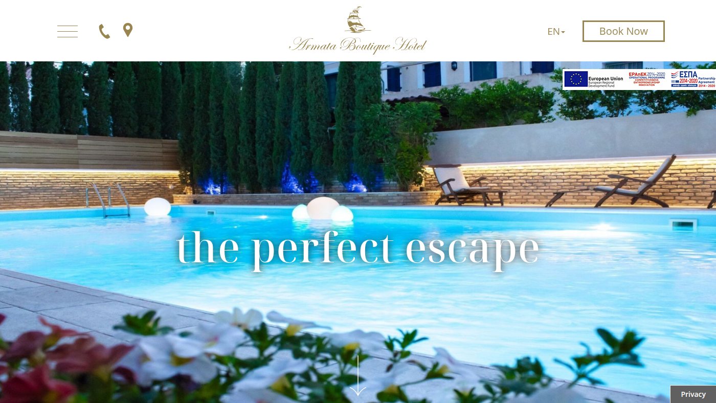 The home page of armatahotel.gr