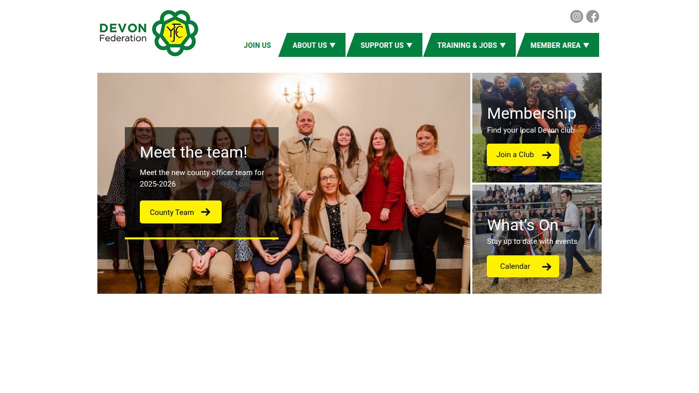 The home page of devonyfc.co.uk