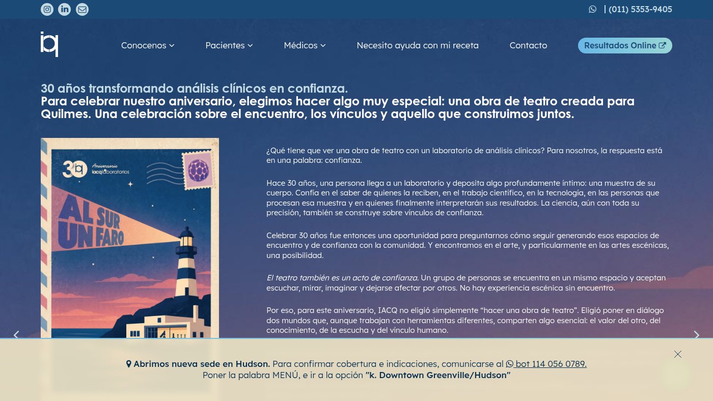 The home page of iacquilmes.com.ar
