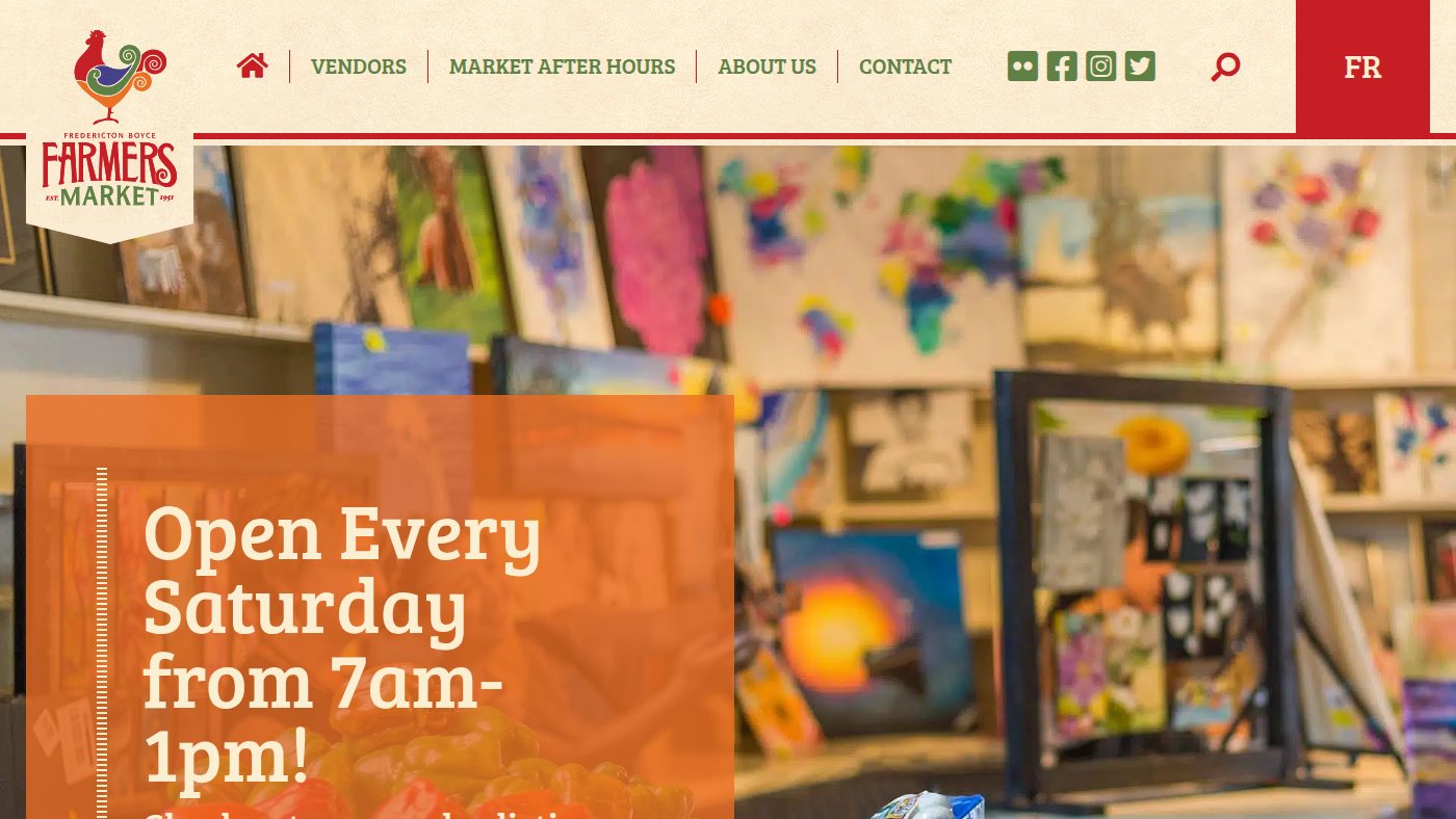 The home page of frederictonfarmersmarket.ca