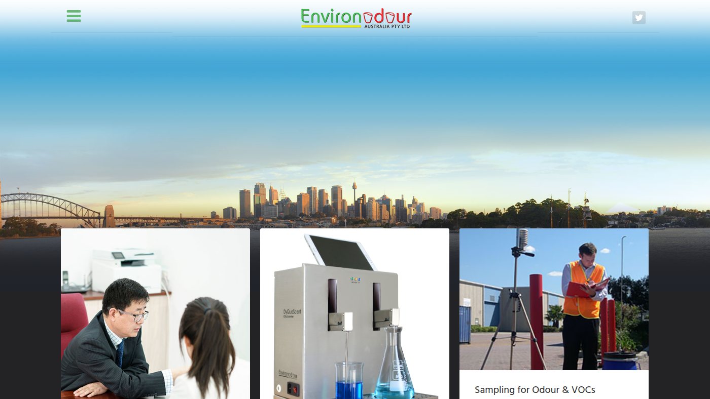 The home page of environodour.com.au