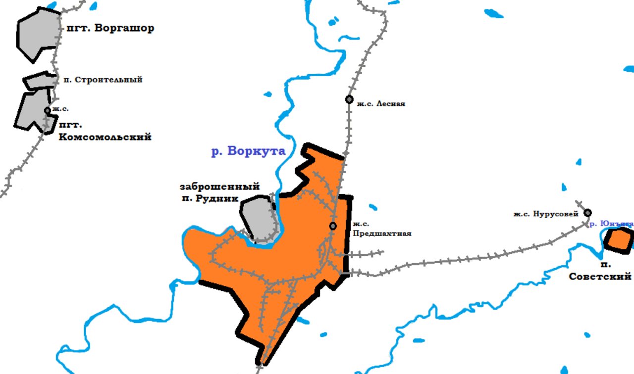 Carte indiquant la localisation de la ville de Vorkouta