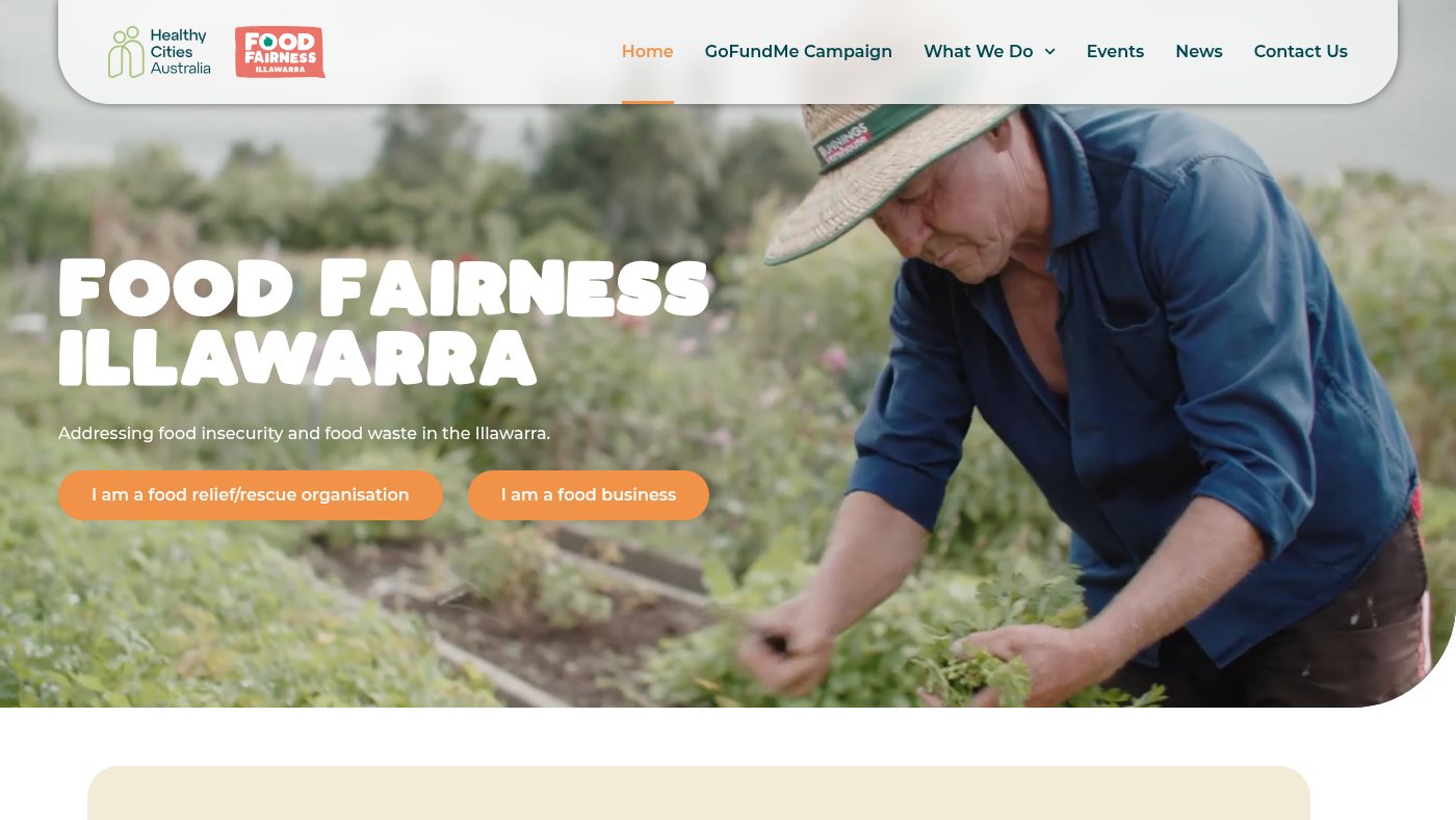 The home page of foodfairnessillawarra.org.au