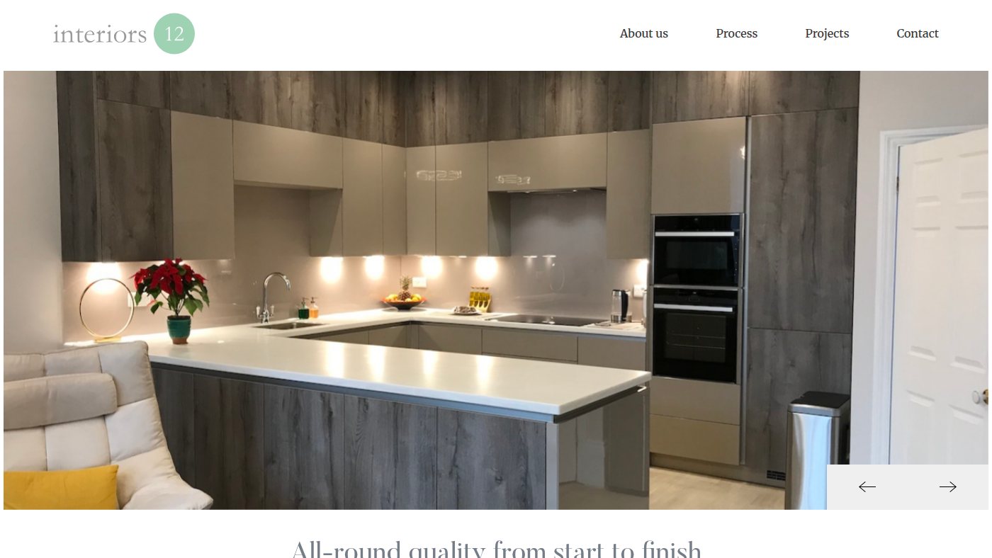 The home page of interiors12.co.uk