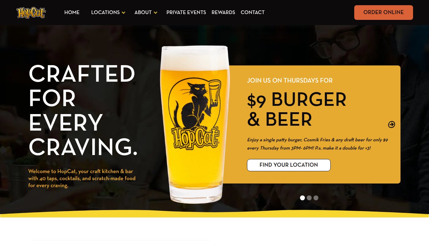 The home page of hopcat.com