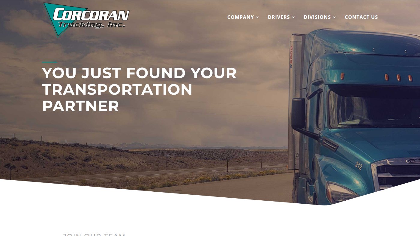 The home page of corcorantrucking.com
