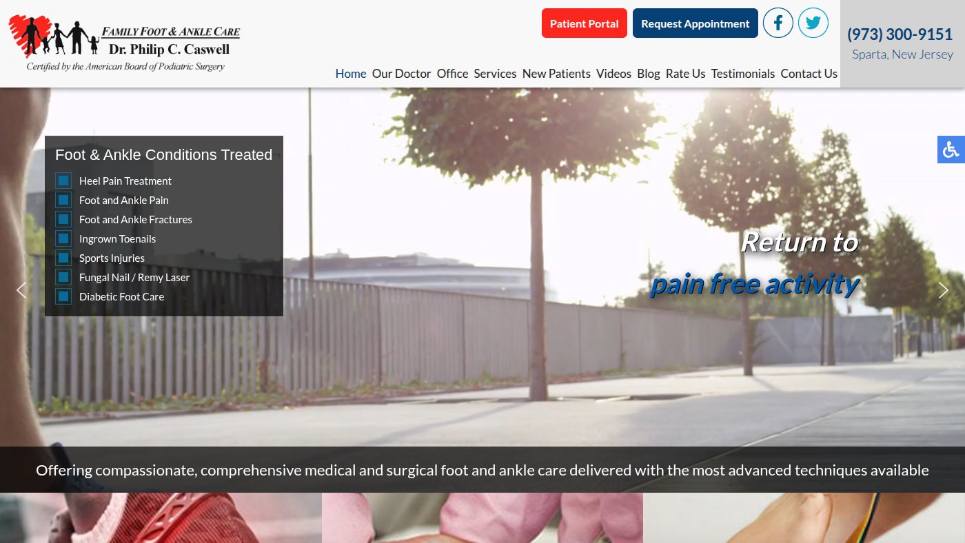 The home page of familyfootandanklecare.com