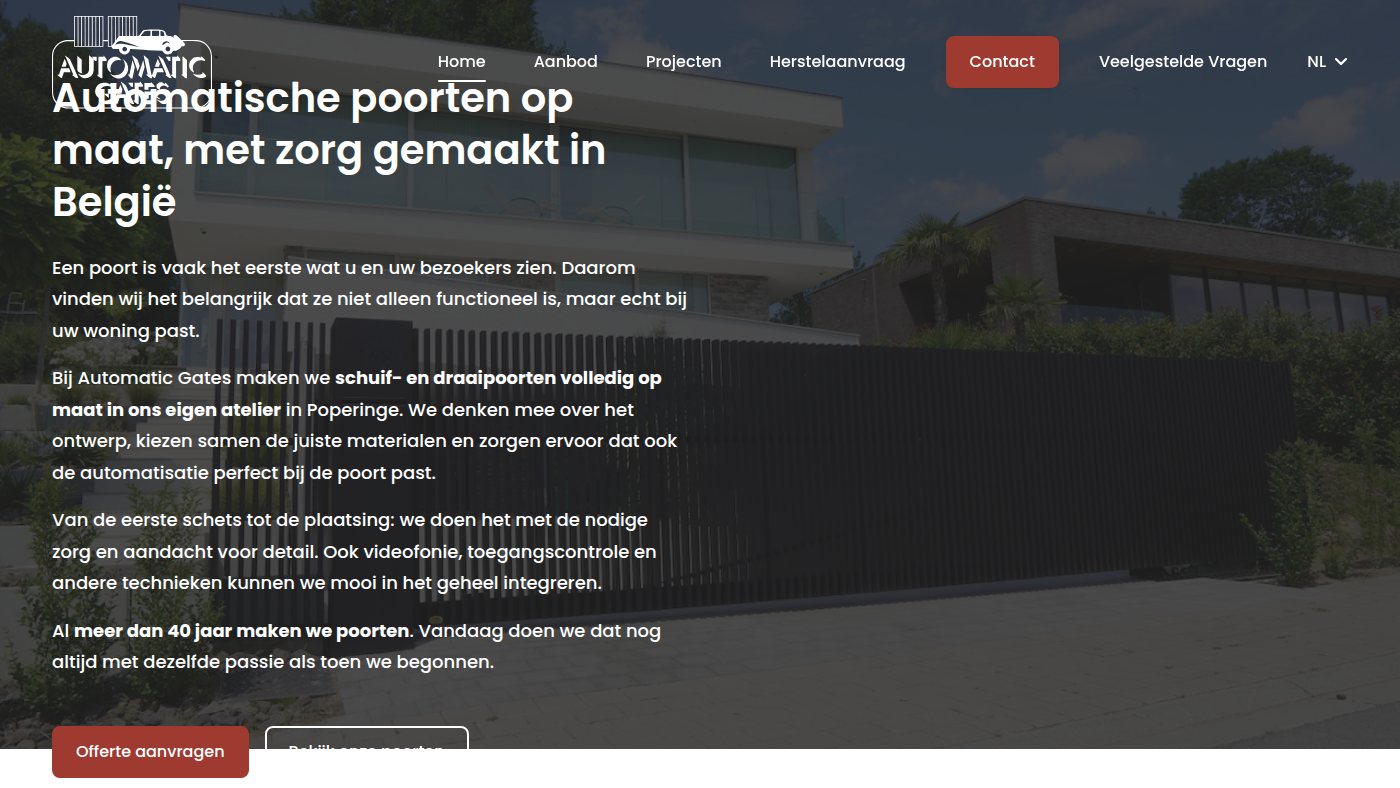 The home page of automaticgates.be