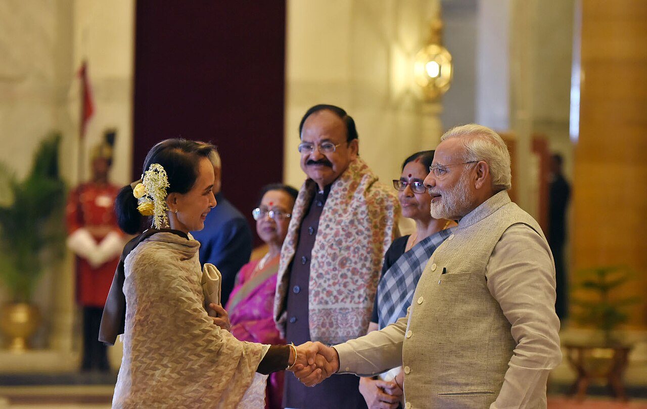 Modi trifft im Januar 2018 in Neu-Delhi die myanmarische Regierungschefin Aung San Suu Kyi