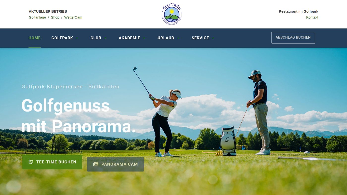 The home page of golfklopein.at