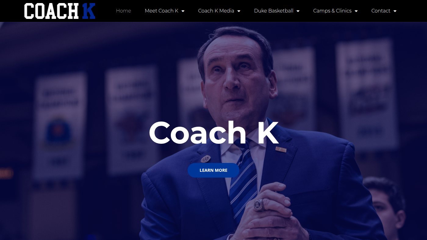 The home page of coachk.com