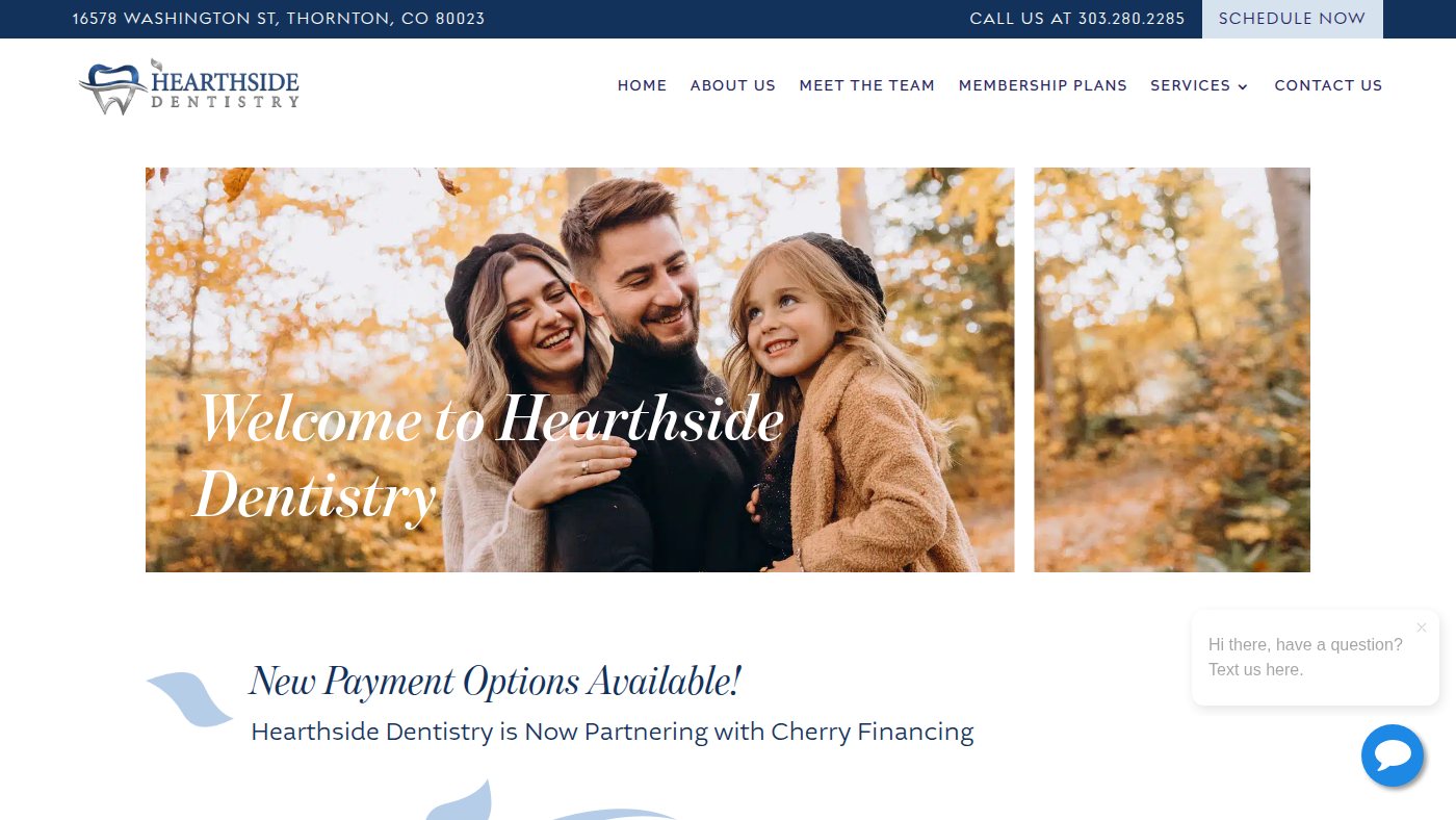 The home page of hearthsidedentistry.com