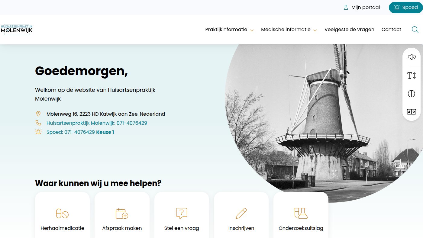 The home page of huisartsenpraktijkmolenwijk.nl