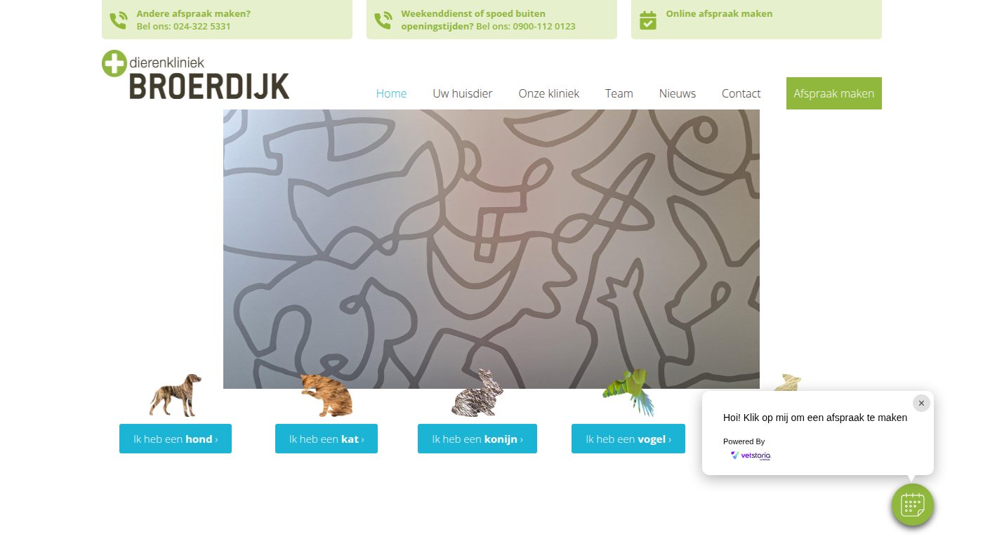 The home page of dierenkliniekbroerdijk.nl