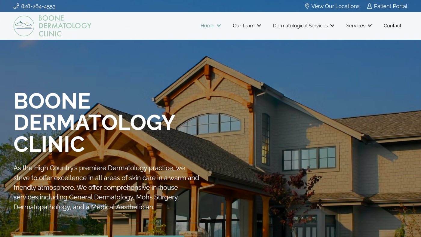 The home page of boonedermatology.com