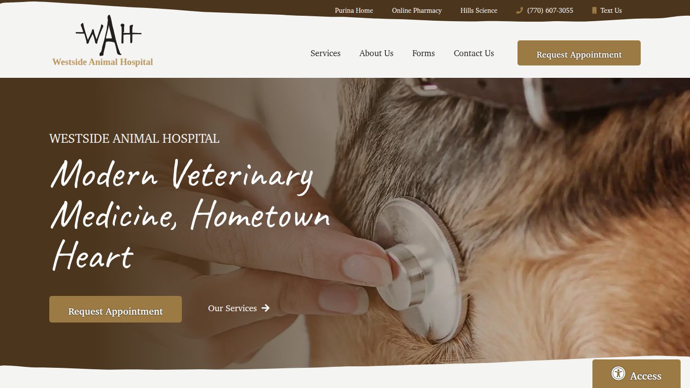 The home page of cartersvillewestsideanimalhospital.com