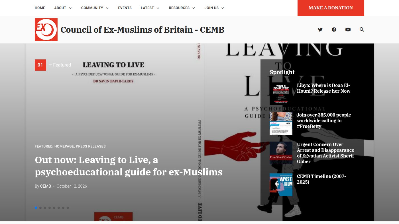 The home page of ex-muslim.org.uk
