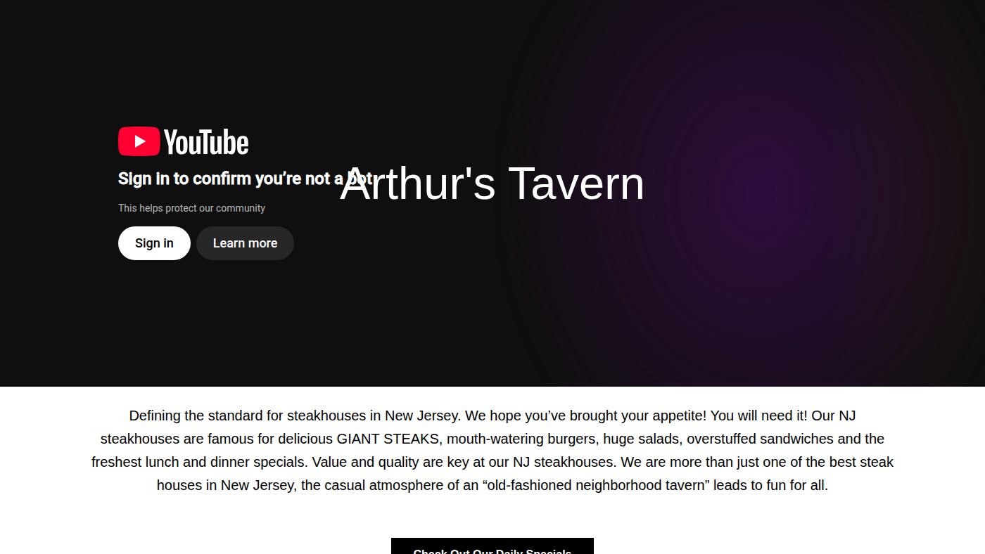 The home page of arthurstavern.com