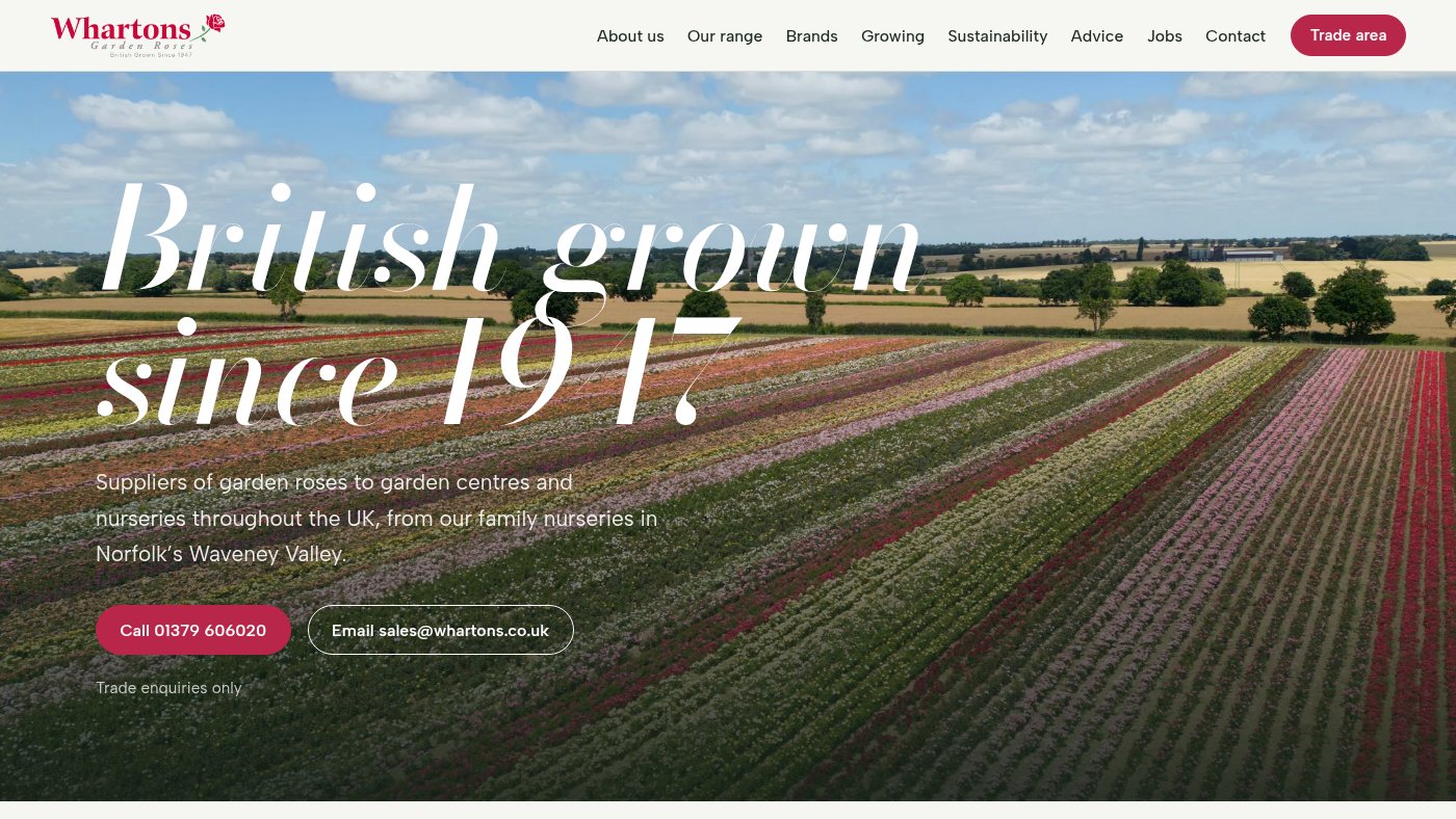 The home page of whartons.co.uk