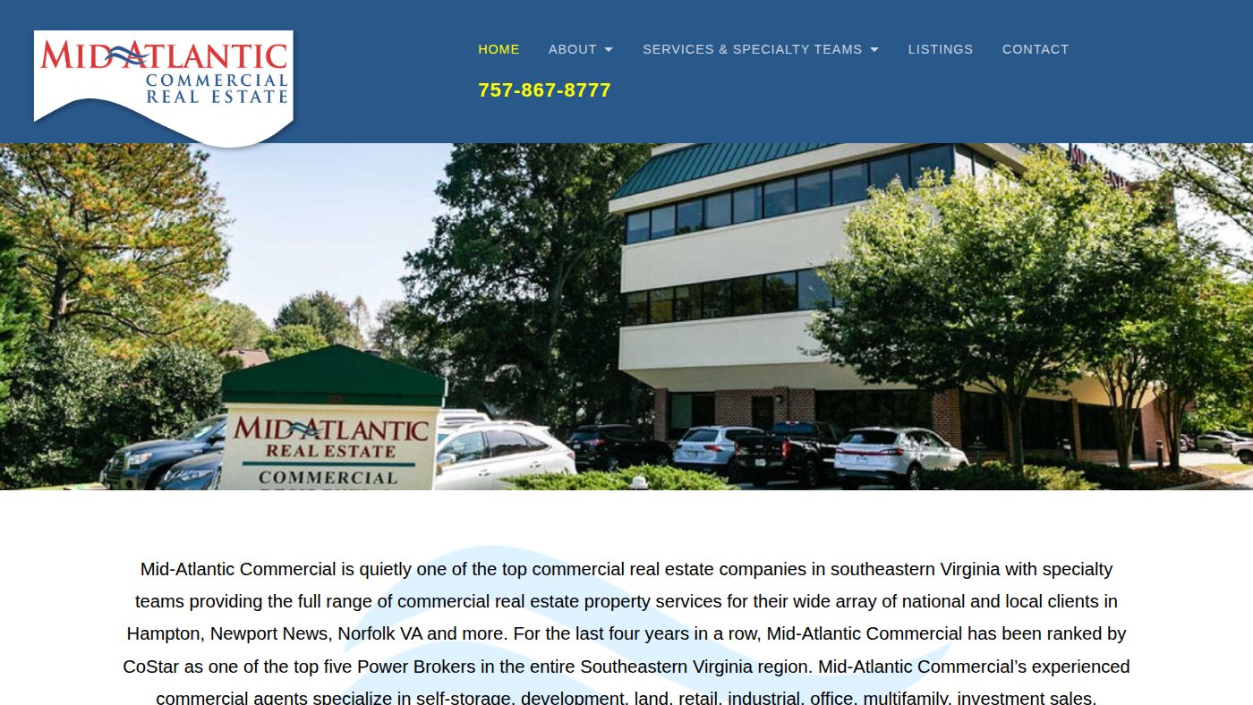 The home page of midatlanticcommercial.com