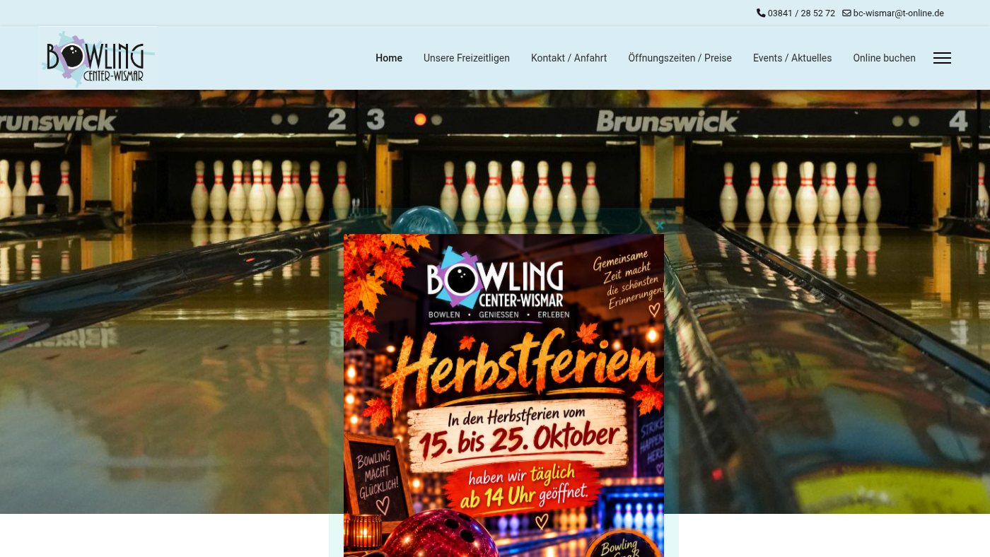 The home page of bowlingcenterwismar.de