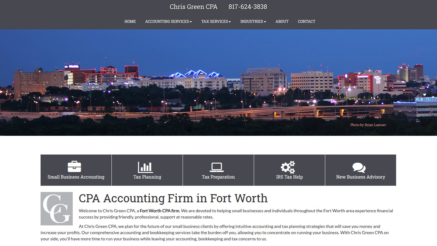 The home page of chrisgreencpa.com
