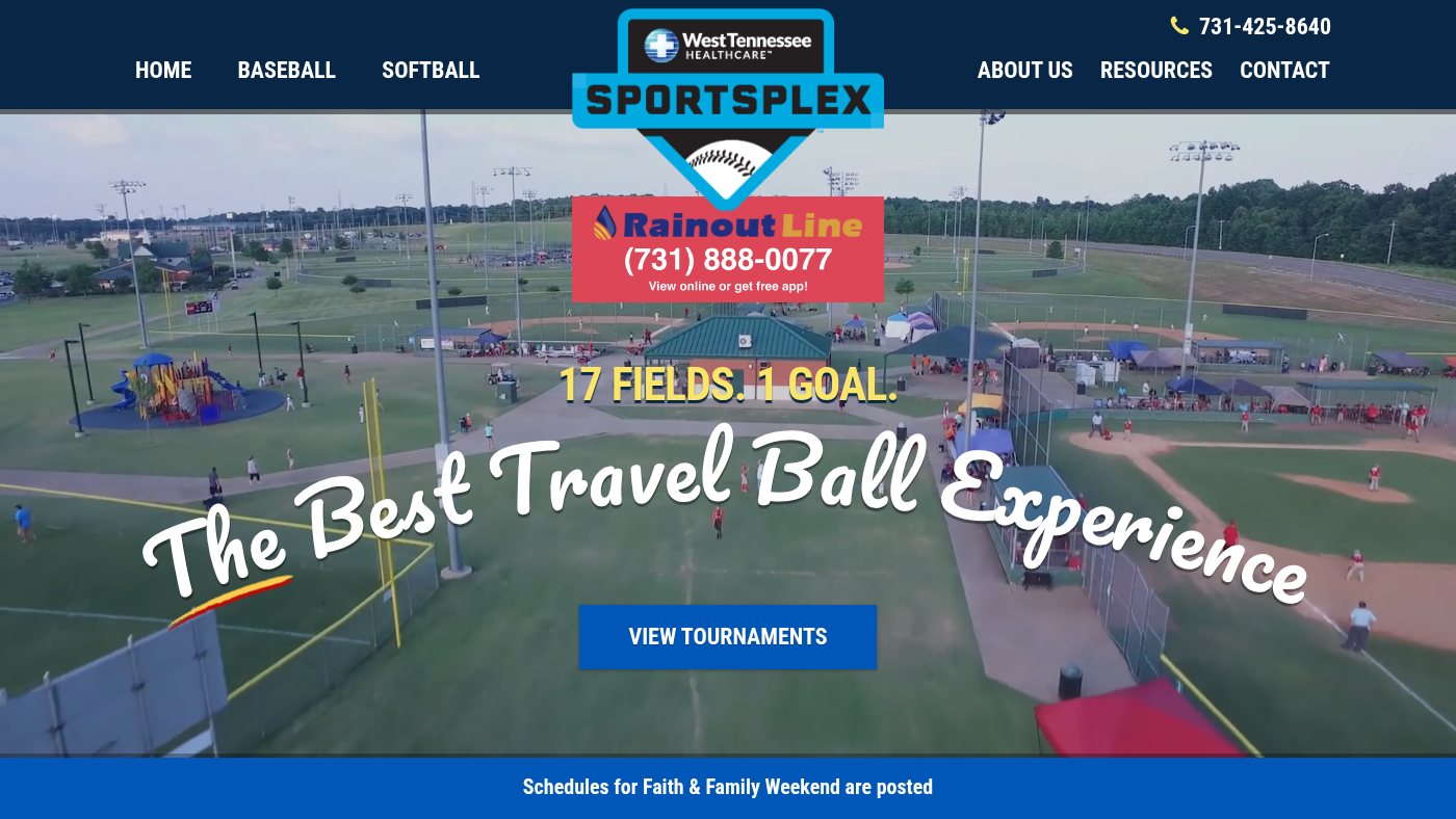 The home page of jacksonsportsplex.com