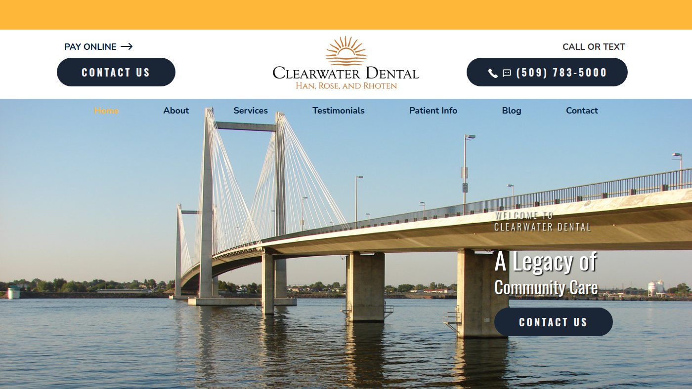 The home page of clearwaterdental.com