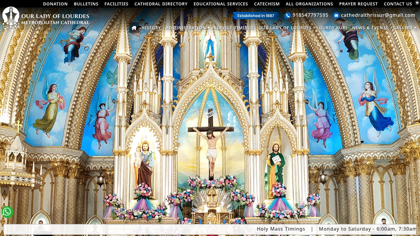 The home page of lourdescathedralthrissur.com