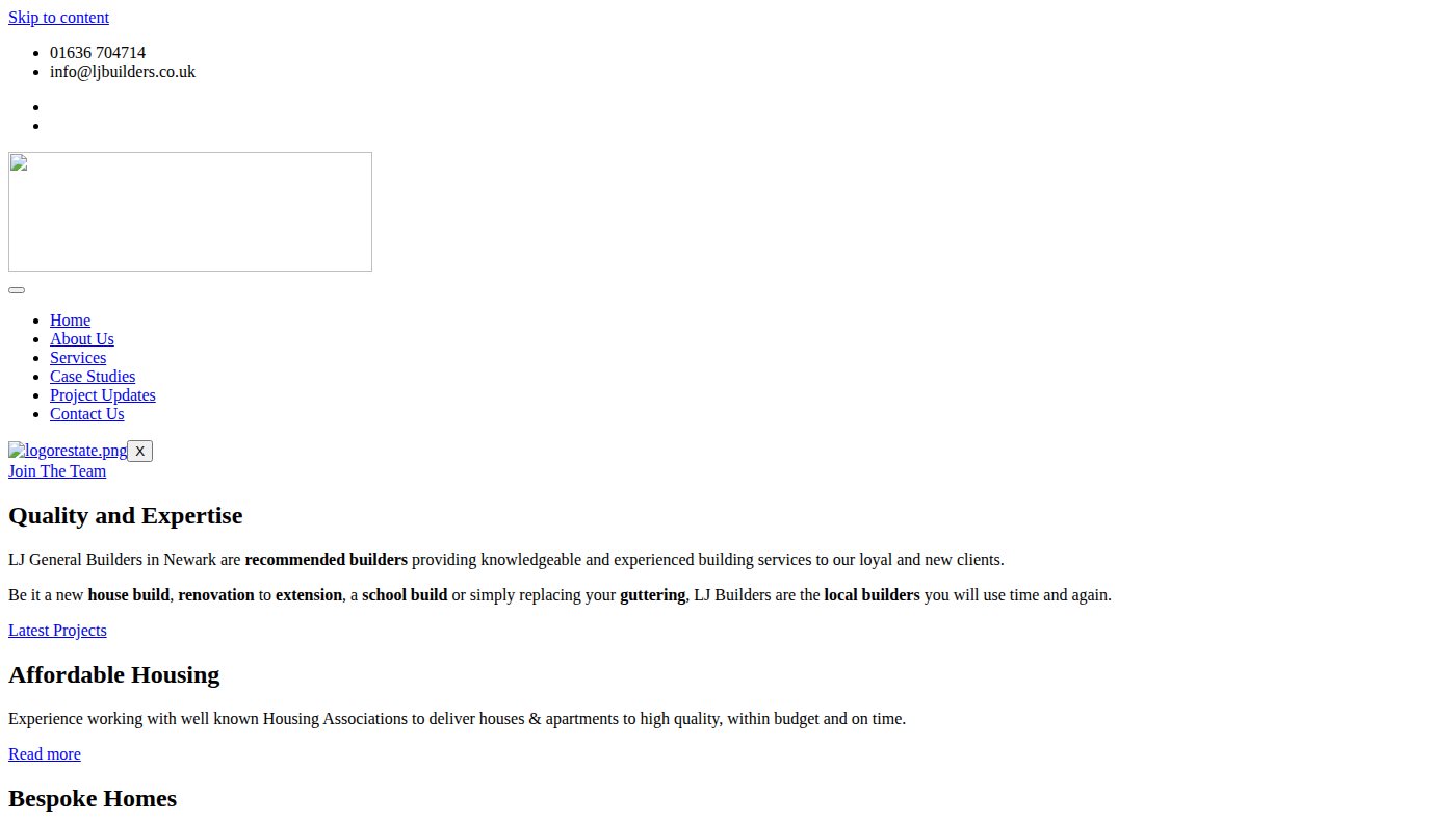The home page of ljbuilders.co.uk