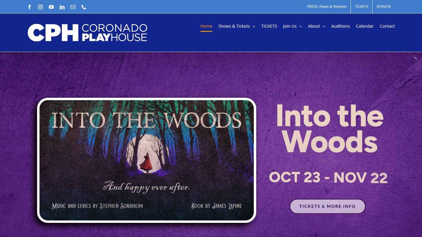 The home page of coronadoplayhouse.org