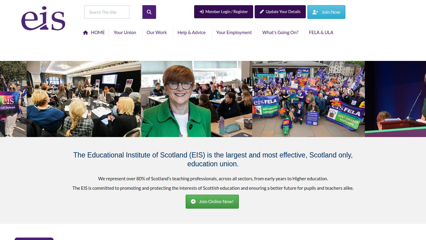 The home page of eis.org.uk