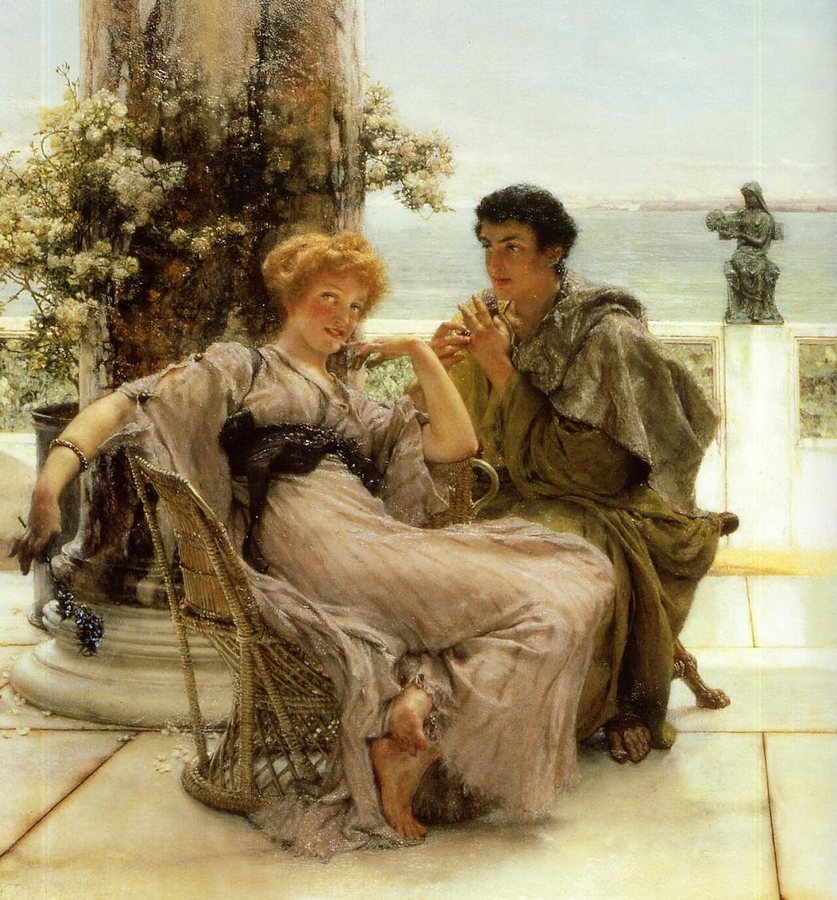 Lawrence Alma-Tadema depiction of courtship and a marriage proposal