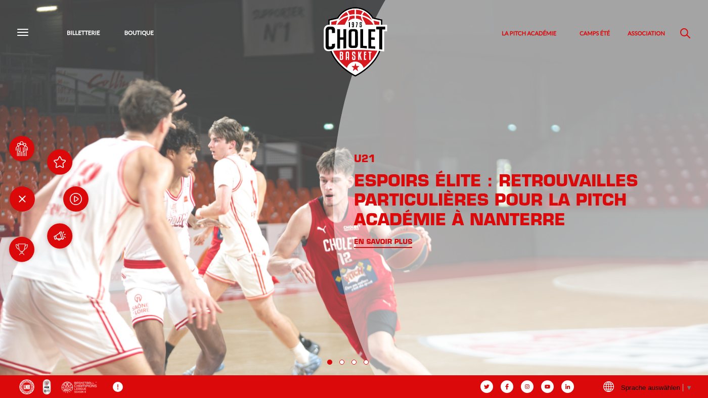 The home page of cholet-basket.com