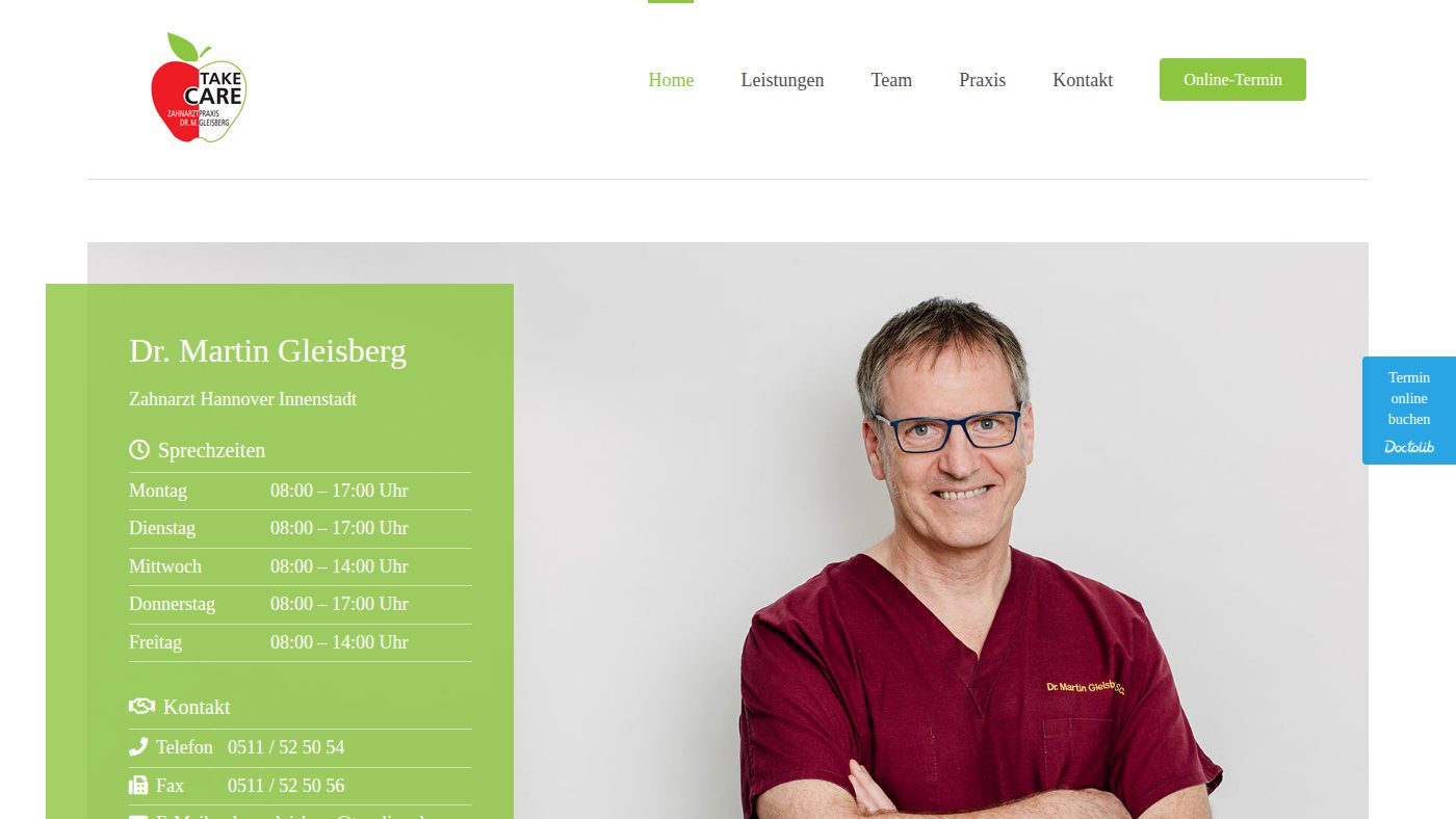 The home page of zahnarztpraxis-gleisberg.de