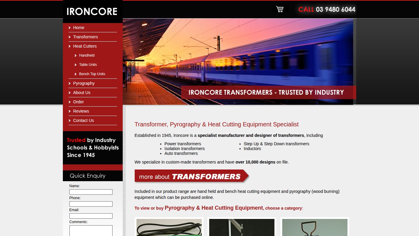 The home page of ironcore.com.au