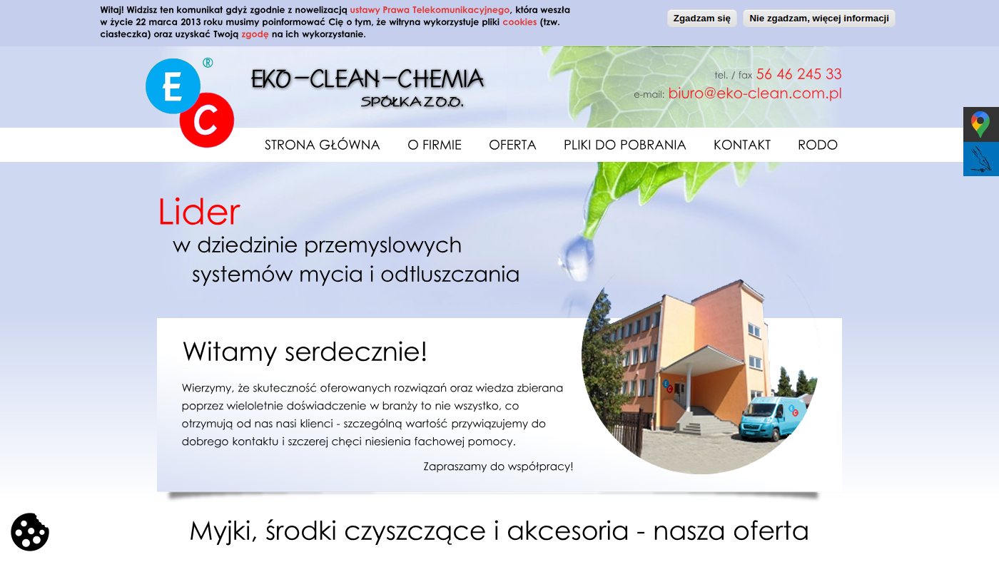 The home page of eko-clean.com.pl