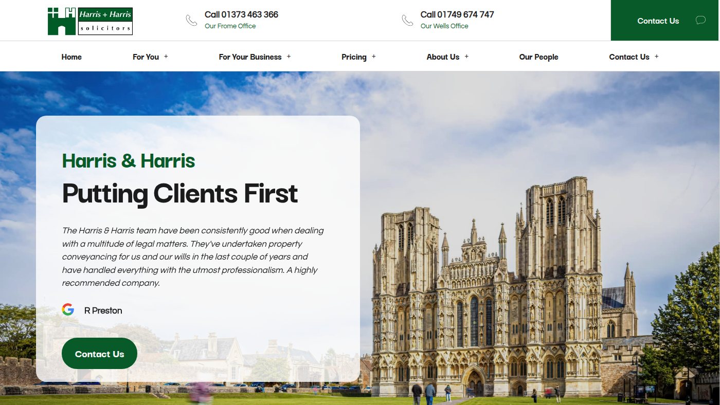 The home page of harris-harris.co.uk