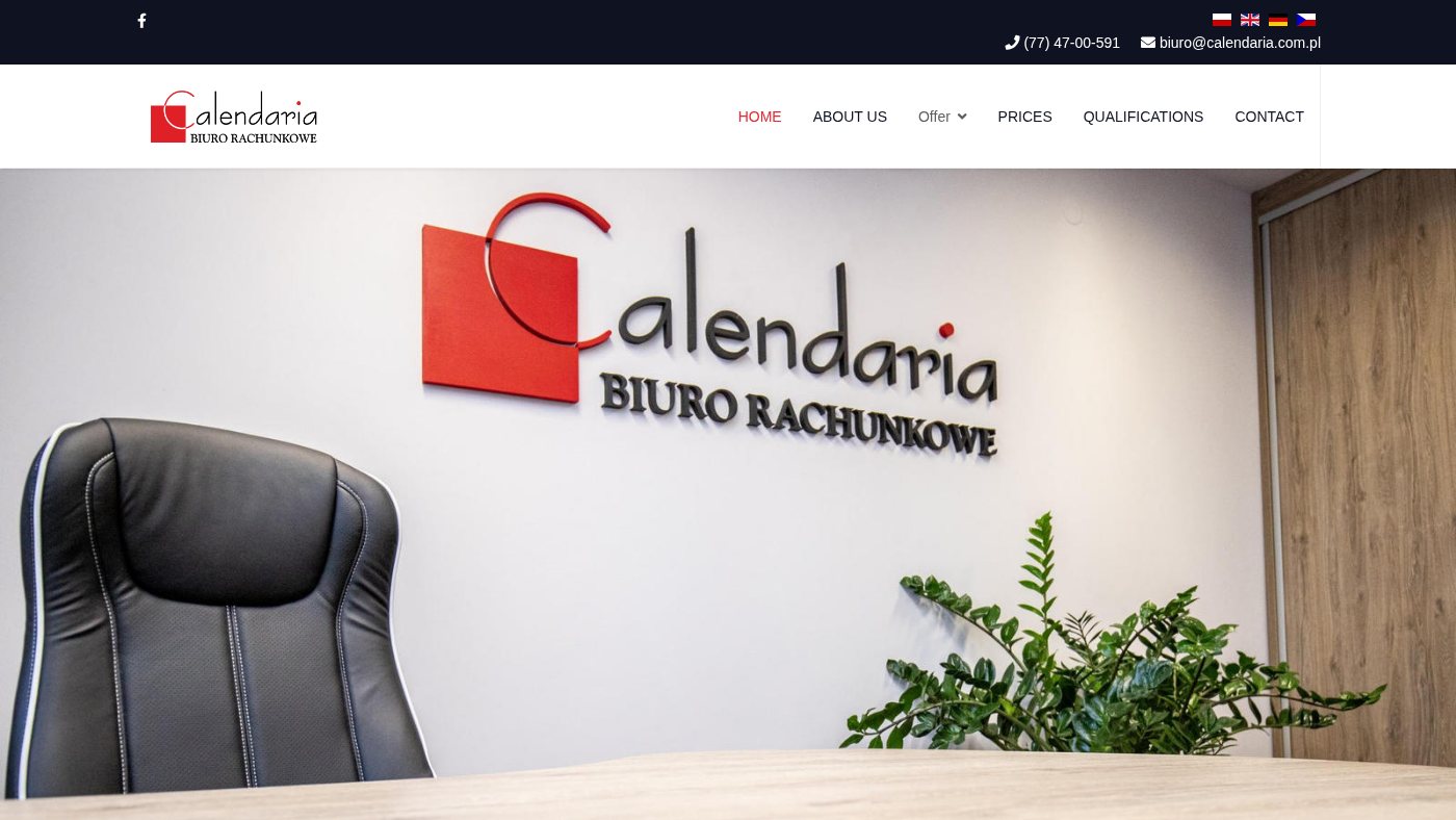 The home page of calendaria.com.pl
