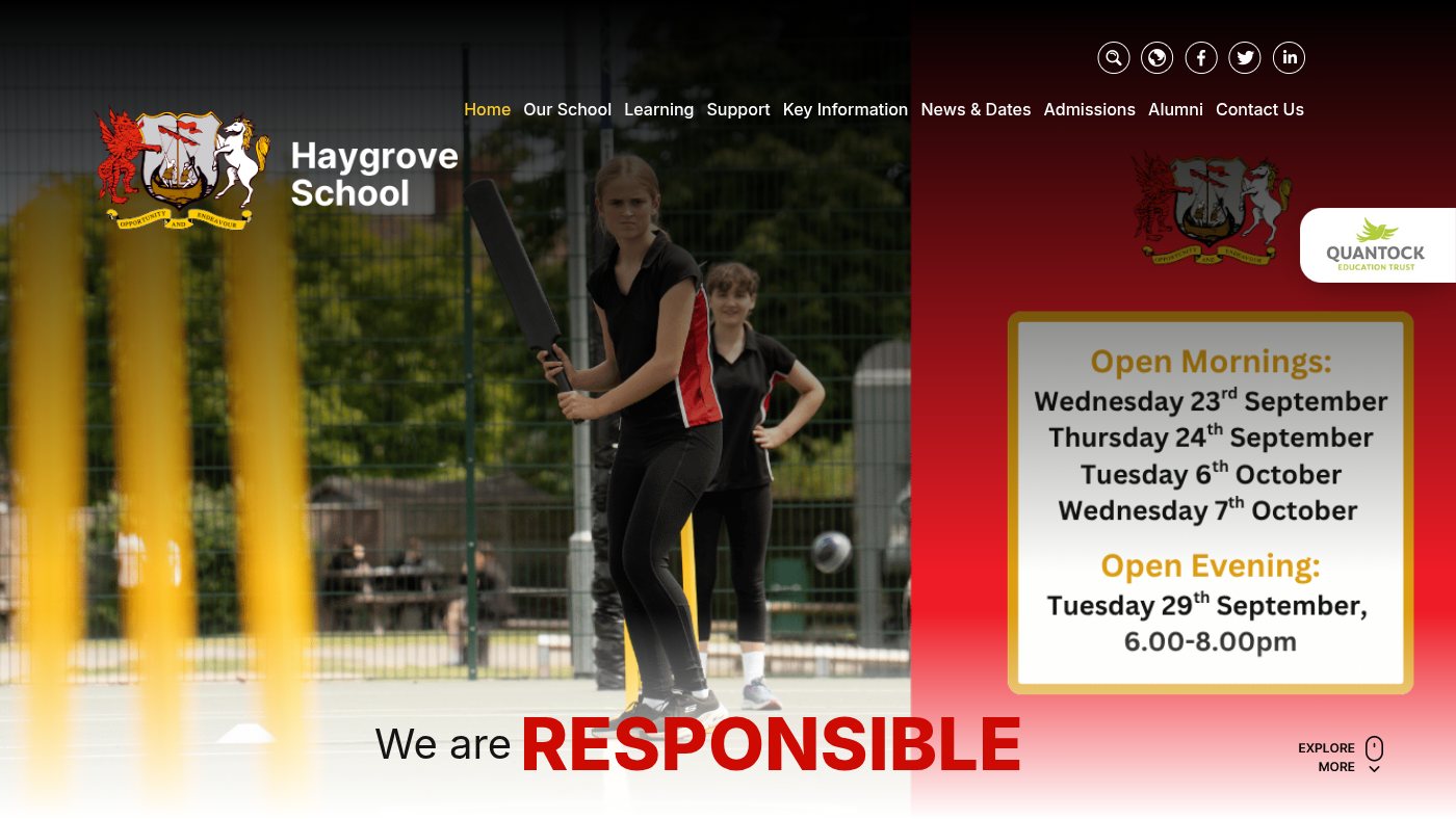 The home page of haygroveschool.co.uk