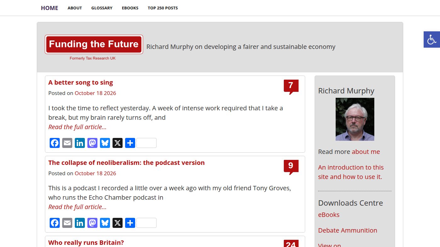 The home page of taxresearch.org.uk