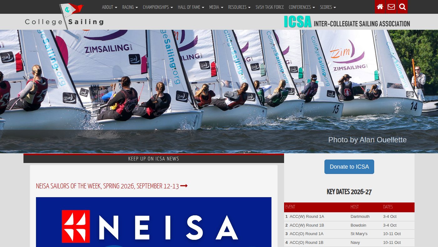 The home page of collegesailing.org