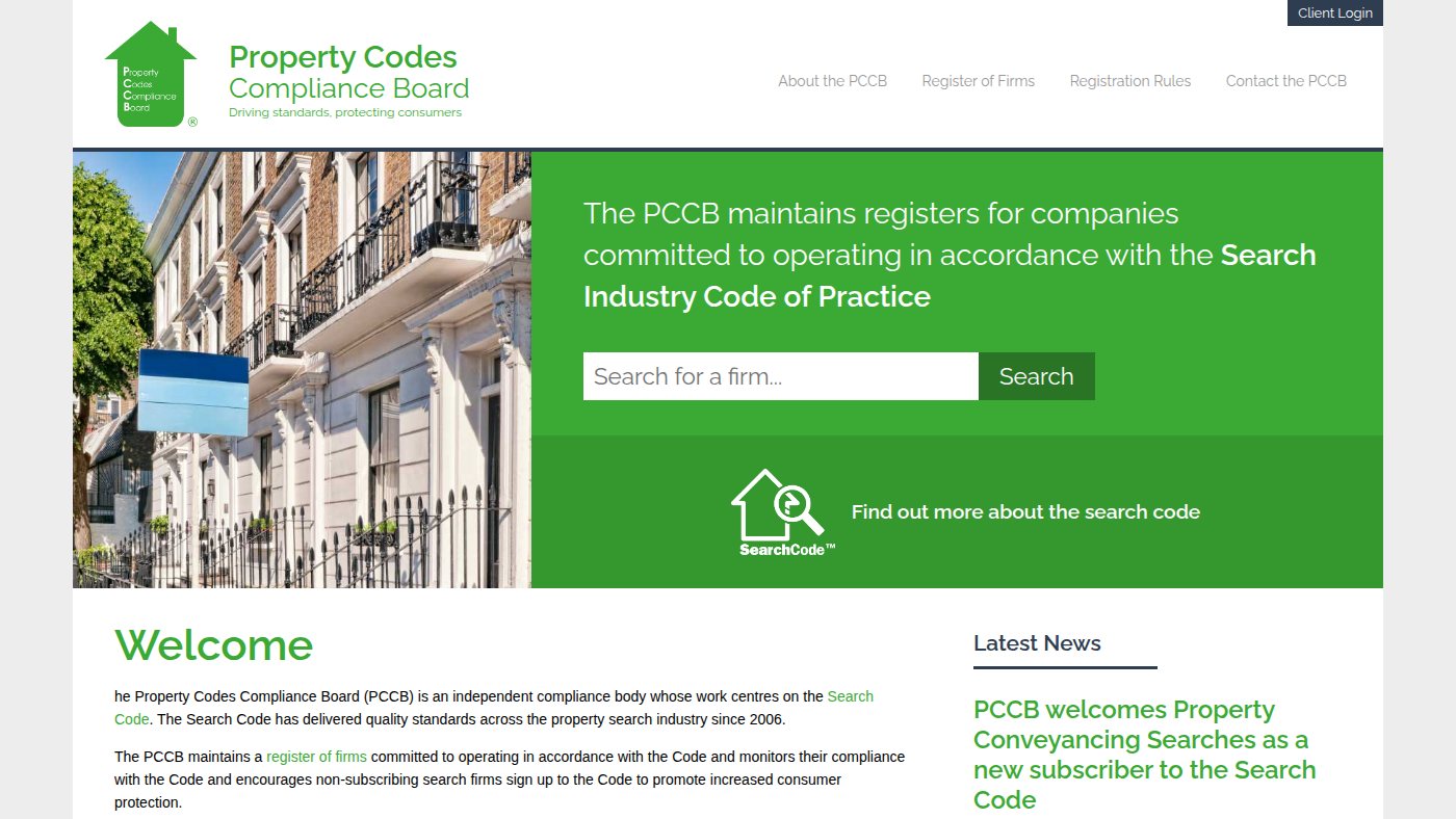 The home page of pccb.org.uk